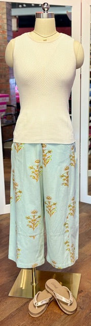 Ivy Jane Print Barrel Pant Aqua