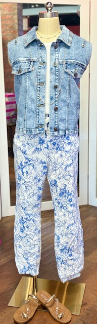 KUT Frankie Denim Vest Medium Blue