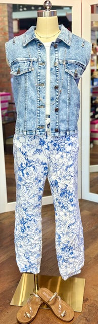 KUT Frankie Denim Vest Medium Blue