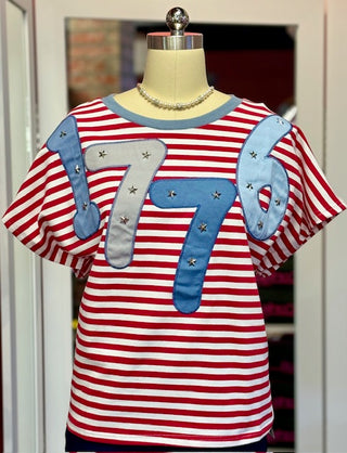 1776 patriotic striped tee