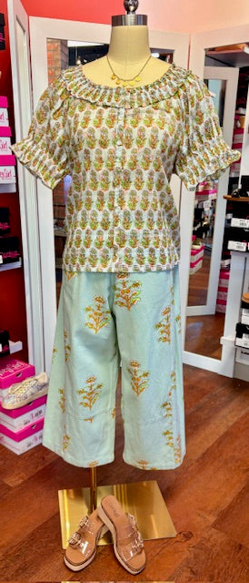 Ivy Jane Rouch Neck Top Aqua