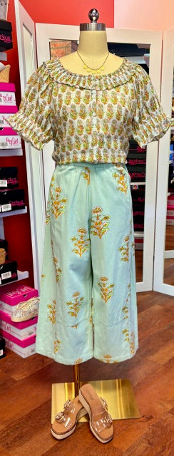 Ivy Jane Rouch Neck Top Aqua