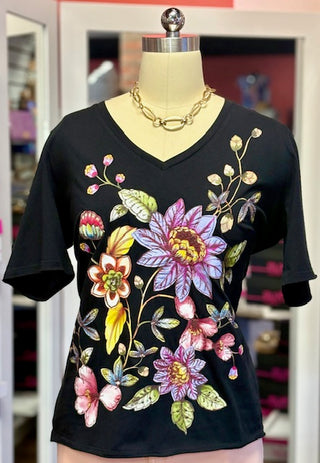 Johnny Was Raw Hem VNeck  Aivy Black