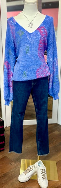 Tribal 2Way Sweater Lapis Blue