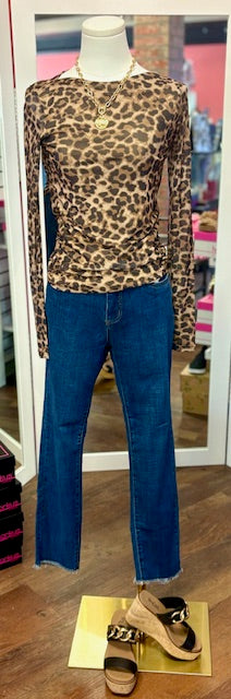 CharlieB Mesh Top Rush Side Leopard