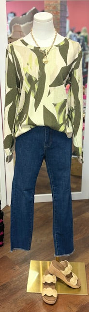 Tribal Crew Neck Top Ivory