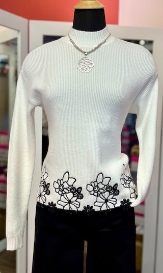 CharlieB Sweater Lace Hem