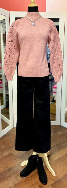 CharlieB Crochet Sleeve Sweater Primrose