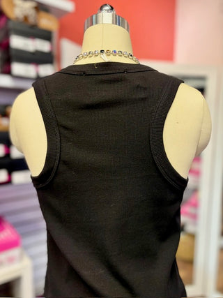 Tribal Rib Tank Top Black