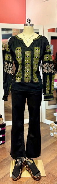 Tribal Blouse Embroidery Black