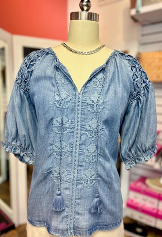 Ivy Jane Smock Sleeve Top Indigo