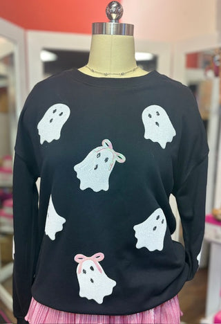 Sequin Bow Ghost Sweatshirt