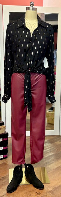 Karen Kane Tie Front Top Gold & Black