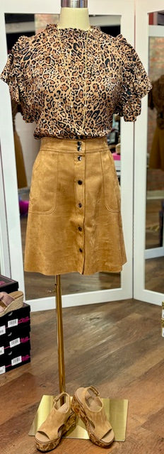Tribal Suede Skirt Biscotti