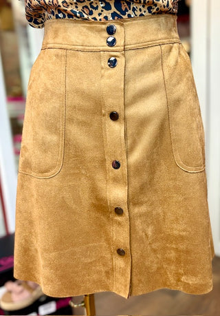 Tribal Suede Skirt Biscotti
