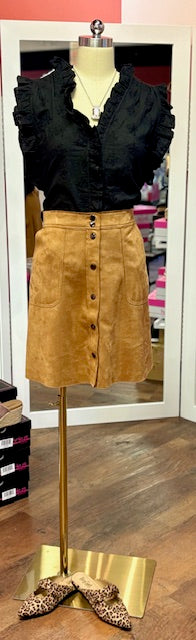 Tribal Suede Skirt Biscotti