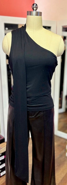 Elan Sleeveless Wrap Neck Top Black