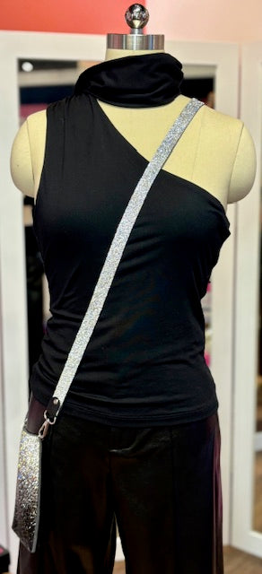 Elan Sleeveless Wrap Neck Top Black