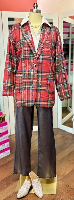 Red Sequin Patch Blazer