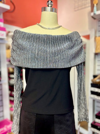 Silver Shimmer Off the Shoulder