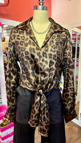Tie Front Top Leopard
