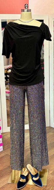 Black Silver Stripe Pant