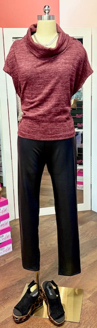 Leather Knit Legging Black