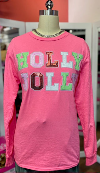Holly Jolly Sequin Long Sleeve Pink