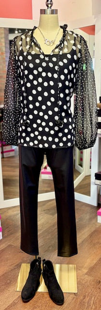 Renaur Black White Dot Blouse