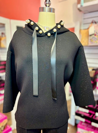 Joh Francine Glitter Black Hoodie