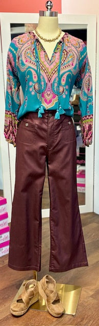 CharlieB Coated Twill Cabernet Pant