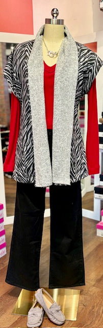 N&M Revesible Cardi Gray Tan