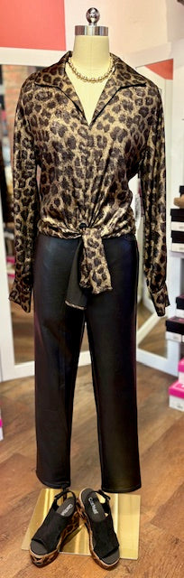 Tie Front Top Leopard