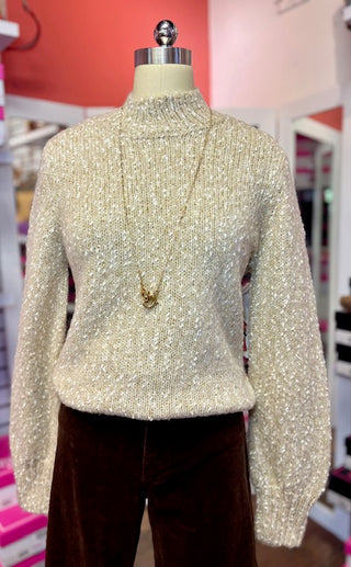 Tribal Mock Neck Sweater Sandstone