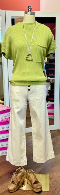 Tribal  Dolman Sweater Pocket Wasabi