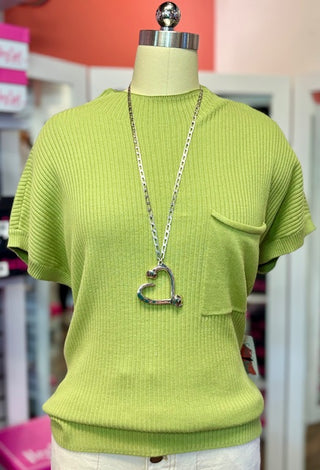 Tribal  Dolman Sweater Pocket Wasabi