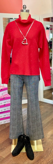 Tribal High Low Sweater Carmine