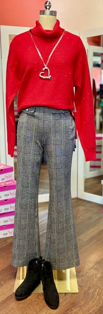 Tribal High Low Sweater Carmine