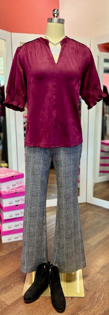 Ivy Jane Suede Top Wine