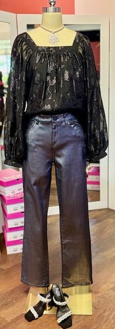 Tribal Chiffon Square neck Puff Sleeve Blouse