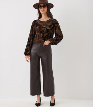 Karen Kane chocolate Faux Leather Pant
