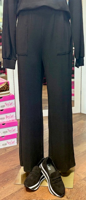 Black corded pull on pant