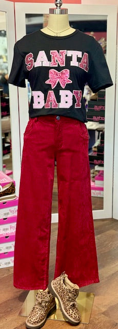 KUT High Rise Flare Red