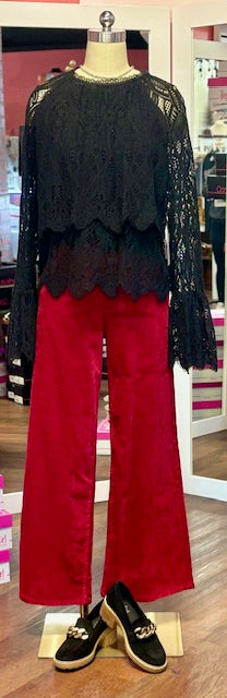 KUT High Rise Flare Red