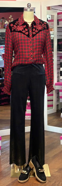 Lysse Foil Velvet Pant Black