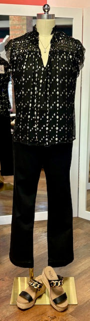 Elan Black Geo Print top