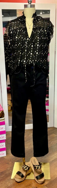 Elan Black Geo Print top