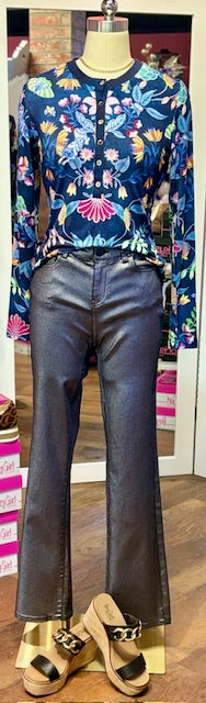 Johnny Was Janie Favorite Long Sleeve Fitted Henley Tee