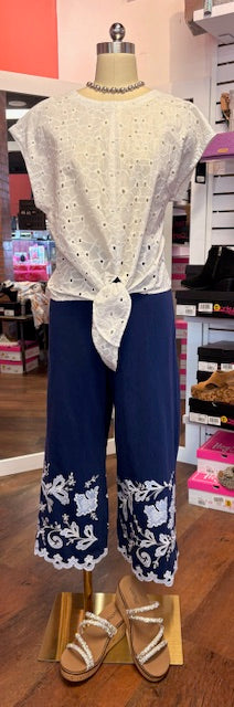 Charlie B Eyelet Front Tie gold top