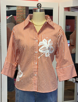 Joh Apparel orange and white Janice Top
